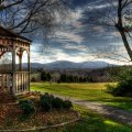 gazebo overlooking a golf course hdr