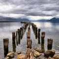 pillars on a bay in patagonia in chile