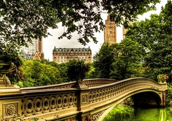 lovely retro bridge in central park nyc hdr