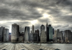 lower manhattan on a gray day hdr