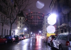 rainy night on a city street