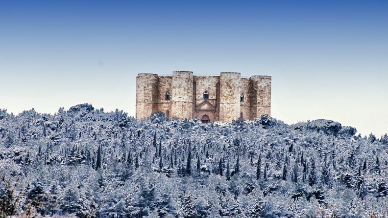 wonderful castel de monte in italy in winter