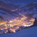 gorgeous alpine town at night