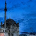 beautiful mosque under bridge in istanbul hdr