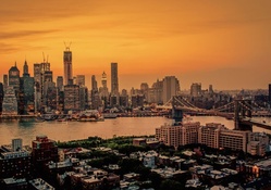 view of nyc from brooklyn at sunset hdr