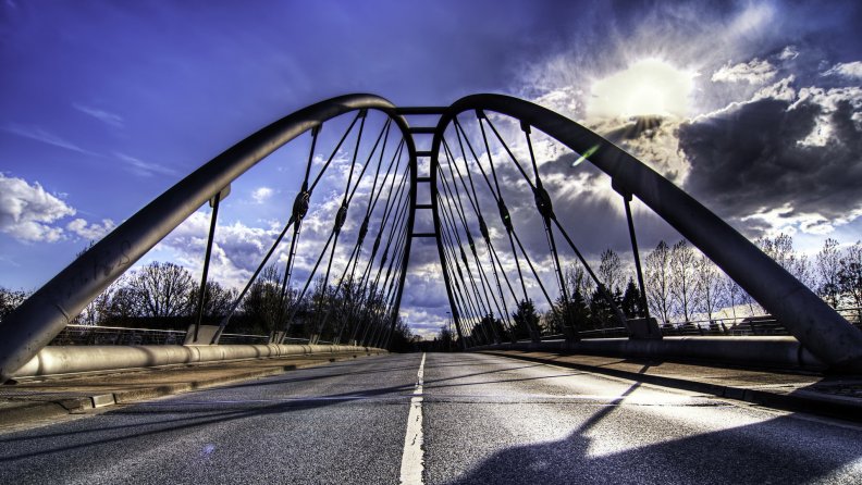highway arched bridge hdr
