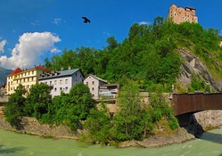 river and lovely bridge in landeck tyrol austria