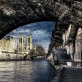 superb view of the seine under a bridge hdr