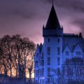 beautiful castle in norway at dusk hdr