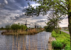 windmills in holland  hdr