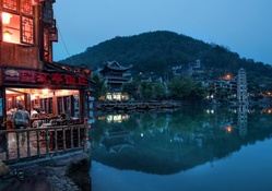 restaurant on the river in a chinese town