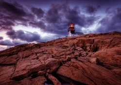 fantastic lighthouse on a rocky cliff hdr