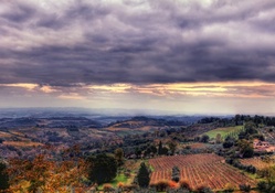 gorgeous view of farms on hills hdr