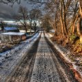 wonderful countryside road in winter hdr