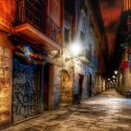 alleyway in barcelona late at night hdr