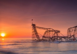 roller coaster after hurricane sandy at the jersey shore
