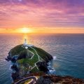magnificent horizon over south stack lighthouse in wales