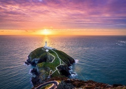 magnificent horizon over south stack lighthouse in wales
