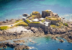 old fort on a peninsula in the channel islands
