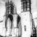 cathedral saint pierre de montpellier in gray scale