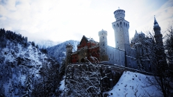 fairytale castle in the mountains in winter