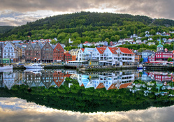 amazing town reflection in a river