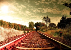 railroad tracks in a bright autumn day