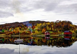 village of sorreisa norway in autumn