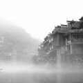 ancient chinese town on a misty river
