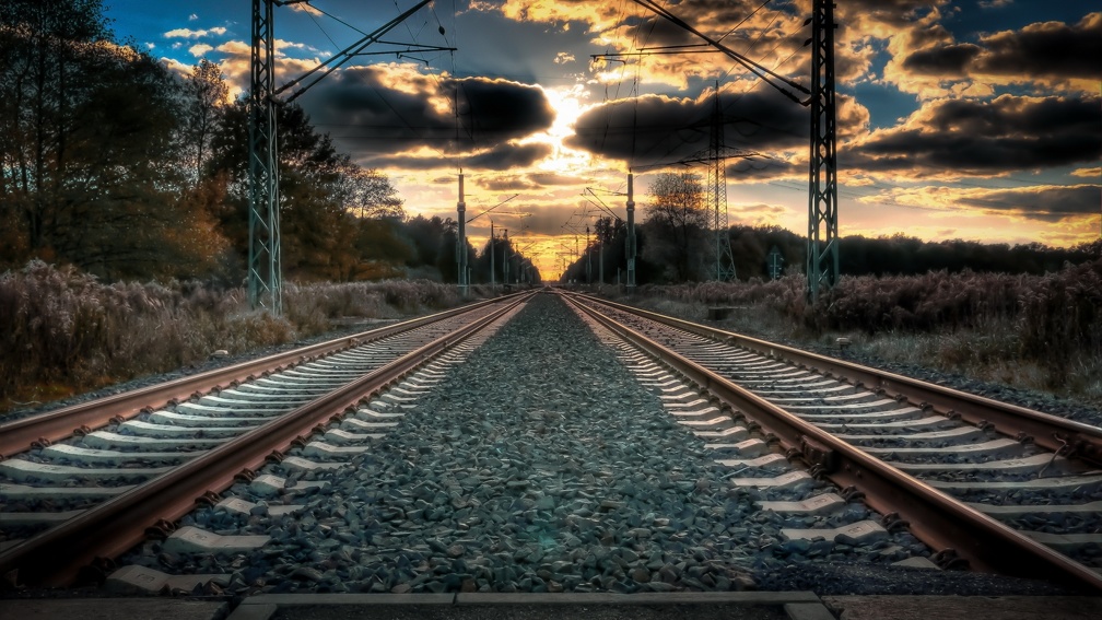 amazing straight train tracks hdr