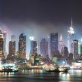 piers in nyc on a foggy night