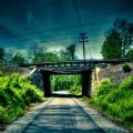 railway bridge over lonely road hdr