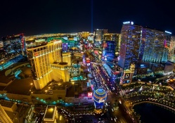 view of the vegas strip at night