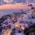 superb greek island town at sunset