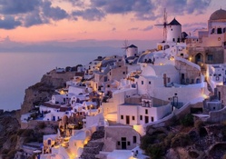 superb greek island town at sunset