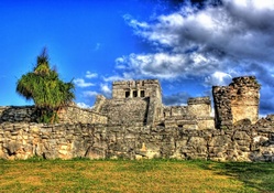 beautiful mayan ruins in tulum mexico hdr