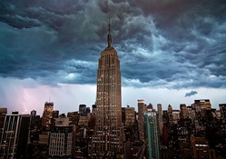 stormy skies over empire states building