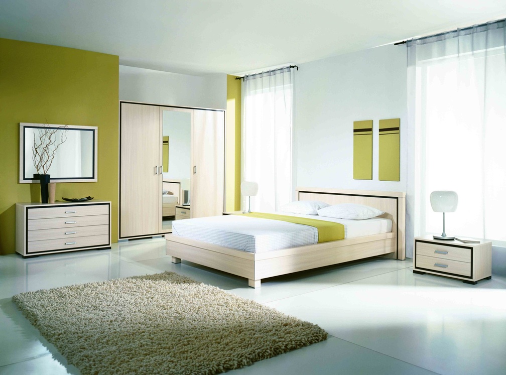 White and Green color combination room.