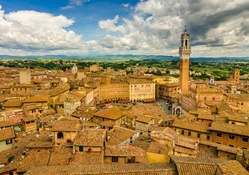 church tower in siena italy