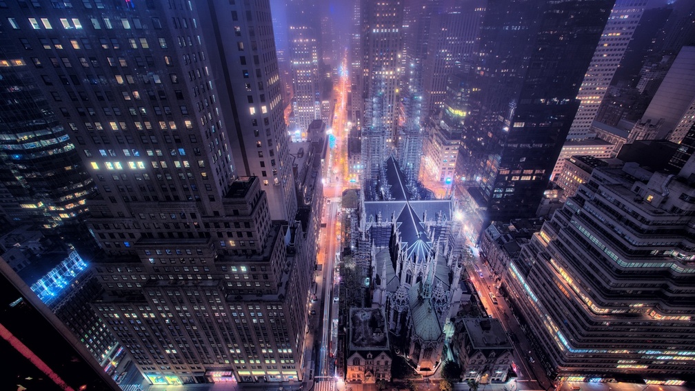 st. patricks cathedral among the skycrapers in nyc