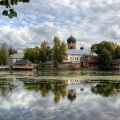 church and monastery on a lake