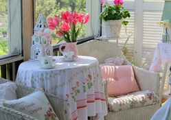 Spring Tea for Two in the Sunroom