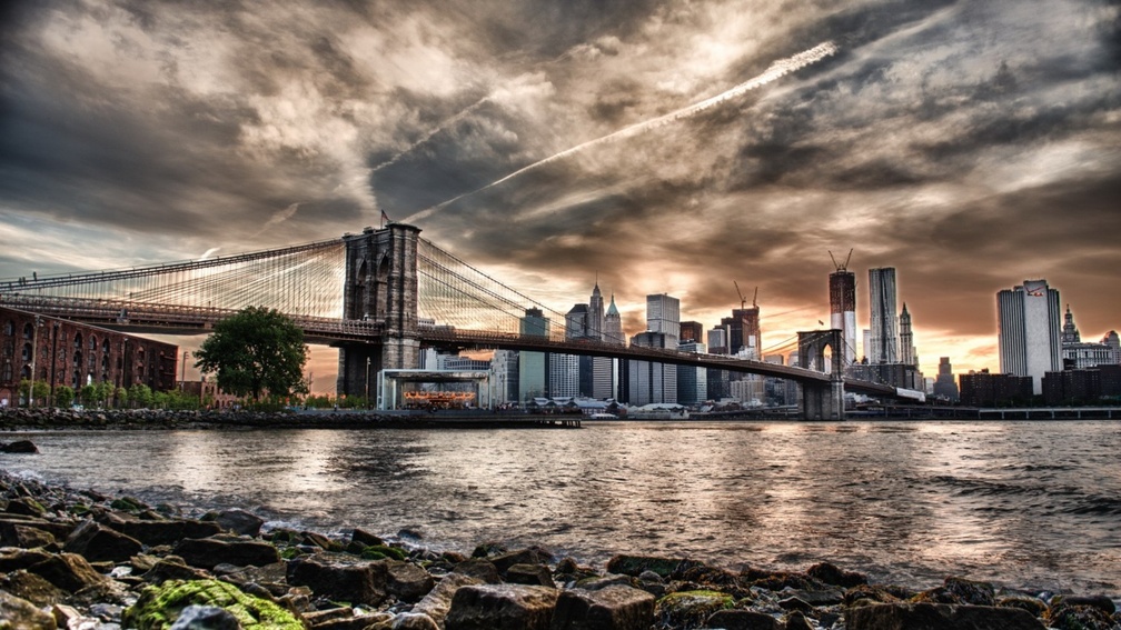magnificent view of the brooklyn bridge hdr