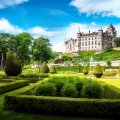 garden below wonderful dunrobin castle in scotland