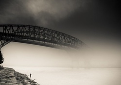 mystical bridge into the fog
