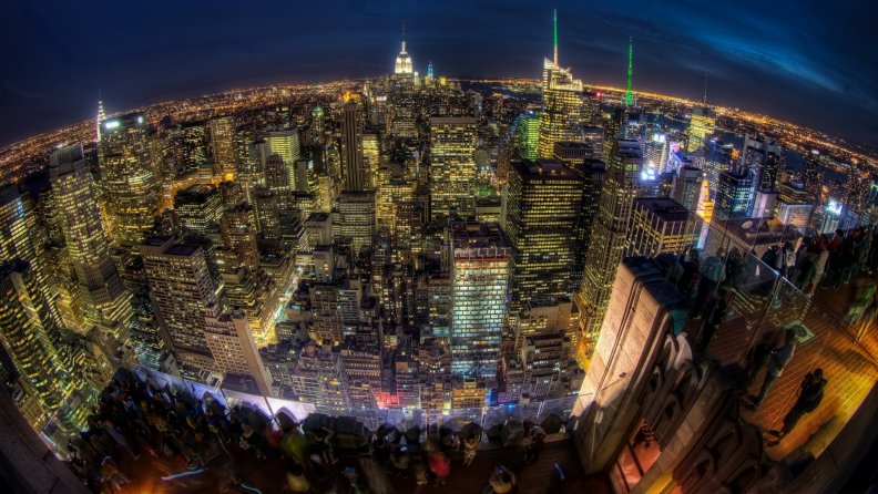 fanatstic view of nyc from an observation deck
