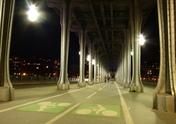 bike lanes under a bridge