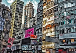 urban scene in hong kong hdr