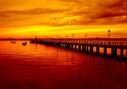 pier in orange landscape