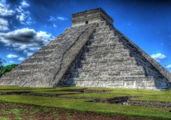 beautiful mayan pyramid in yucatan mexico hdr